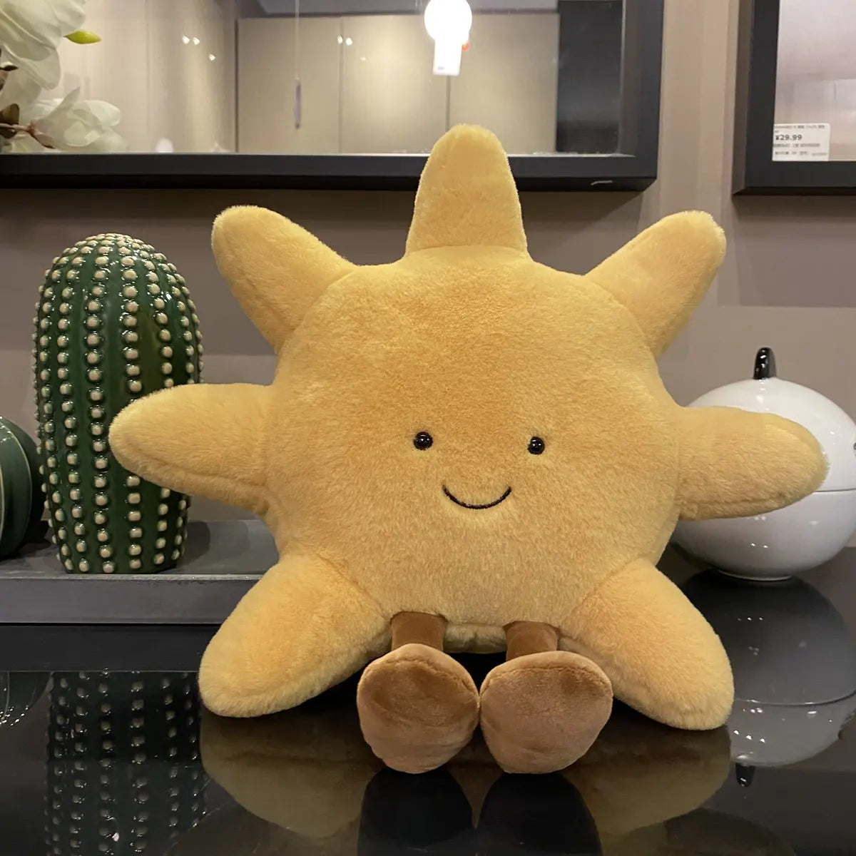 White Moon & Yellow Sun Plushie - Cute Weather Pillow