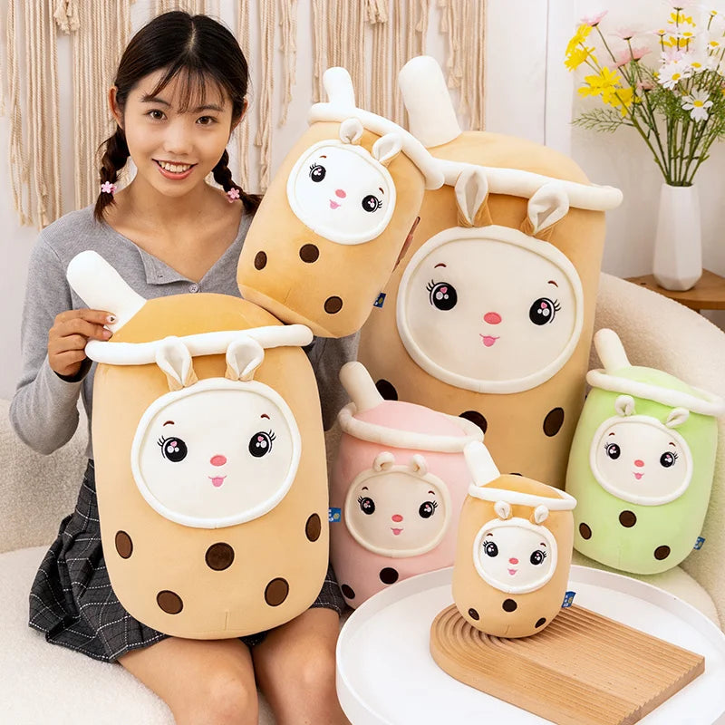 Boba Milk Tea Cartoon Plushie - Cute Strawberry Pillow | Stuffed Animals & Plushies | Adorbs Plushies