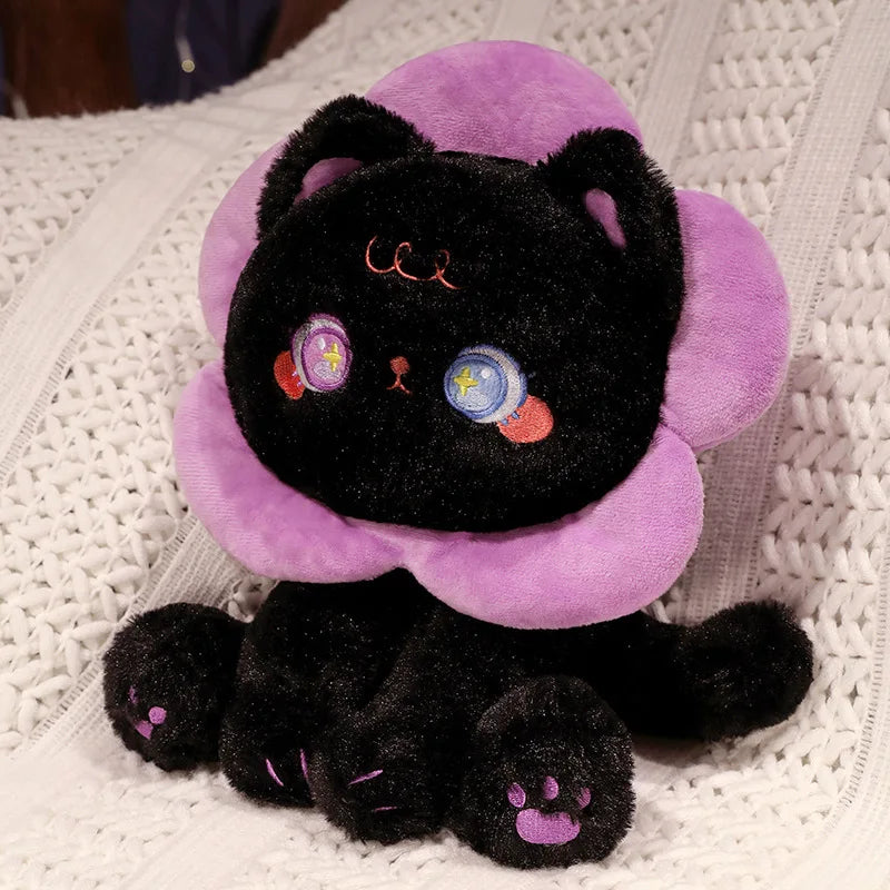 Cat Plush with Flower Loop Plushie - Pink/Dark Punk Style