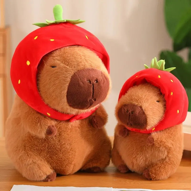 Capybara Plush Toy with Turtle Bag and Strawberry Head | Adorbs Plushies