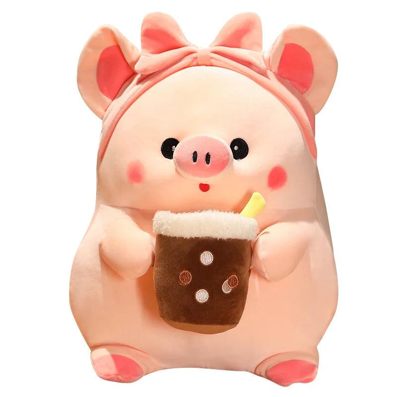 Pink Pig Boba Plushies - Dress-Up Piggy Pillow | Stuffed Animals & Plushies | Adorbs Plushies