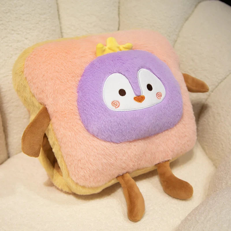 Plush Toast Bread Pillow - Kawaii Food Doll Hand Warmer