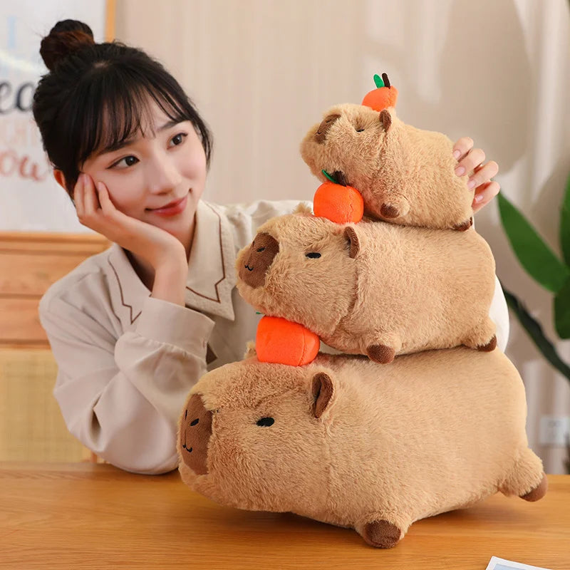 Fluffy Capybara Plush Toy with Fruit | Adorbs Plushies