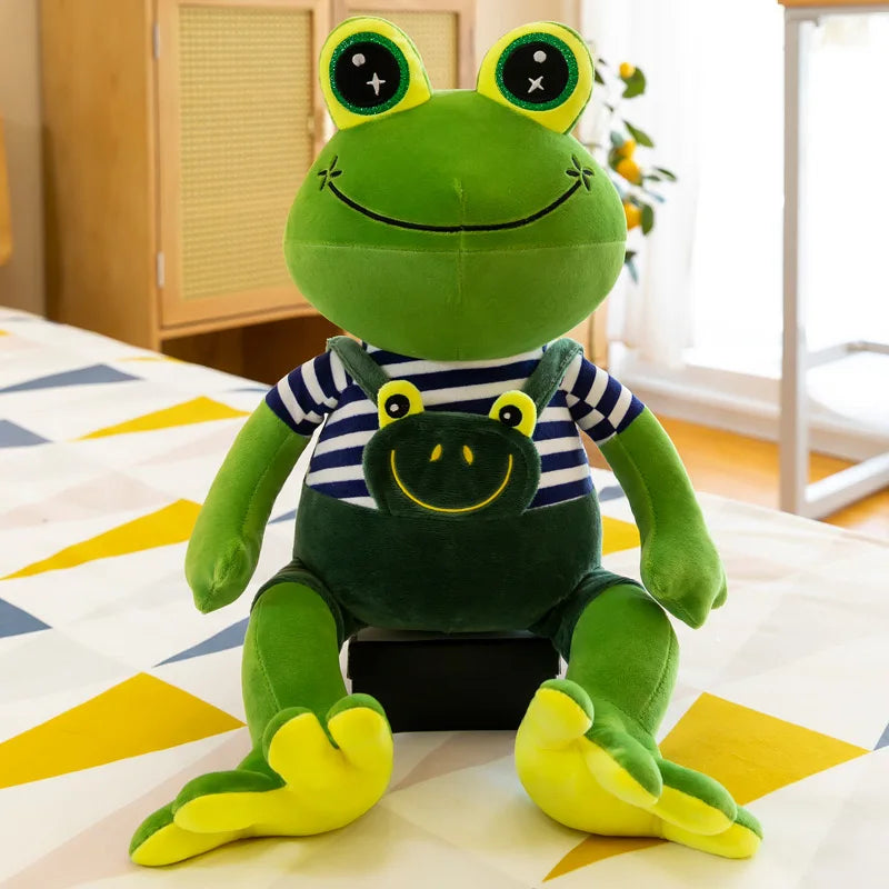 30-50cm Cartoon Frog Plush Toy Couple Frog with Clothes Stuffed Animal Doll Kids Children Birthday Gifts Mall Activity Presents