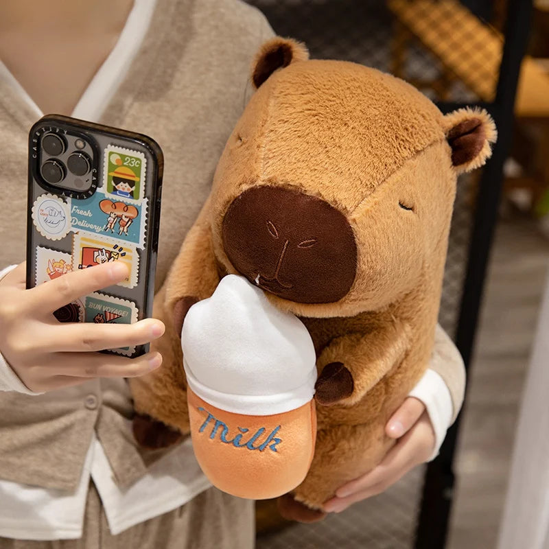 Capybara Plush Toy with Milk, Sunglasses Accessories | Adorbs Plushies