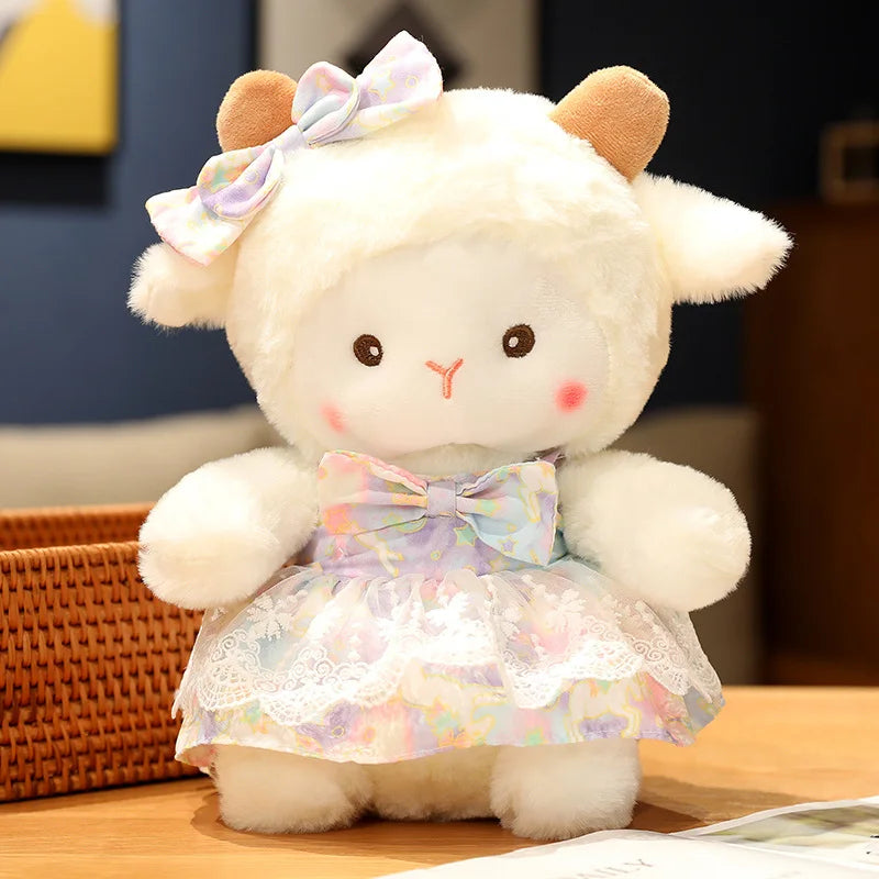 Fluffy Elephant & Lamb Plushies - Soft Baby Appease Doll