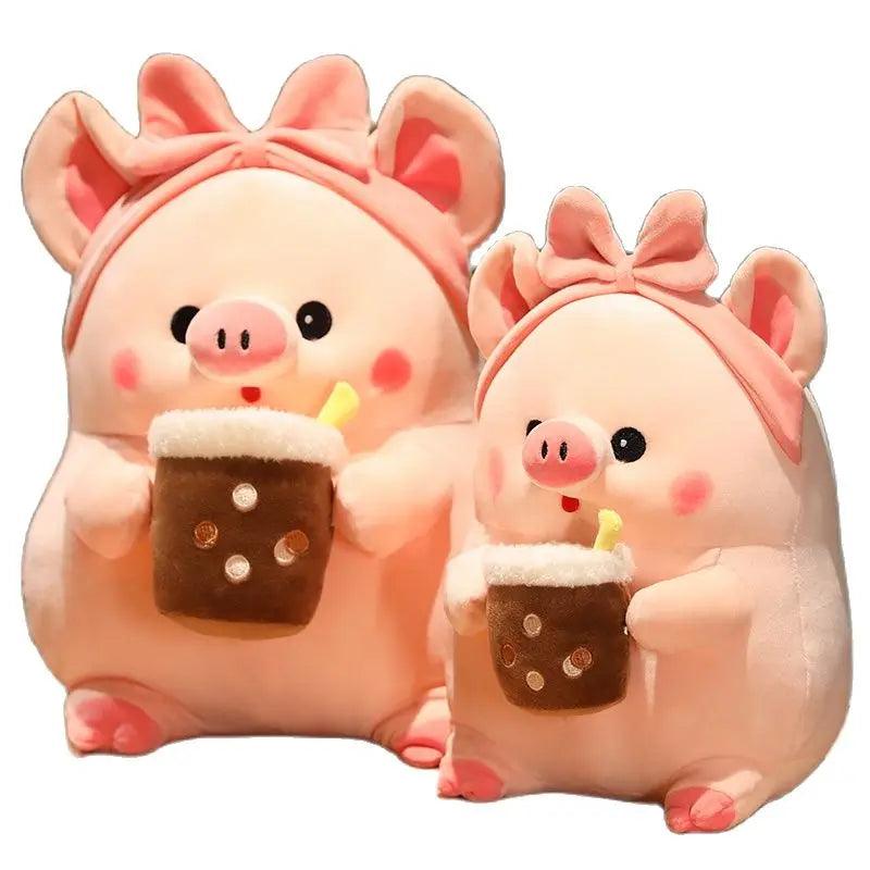 Pink Pig Boba Plushies - Dress-Up Piggy Pillow | Stuffed Animals & Plushies | Adorbs Plushies