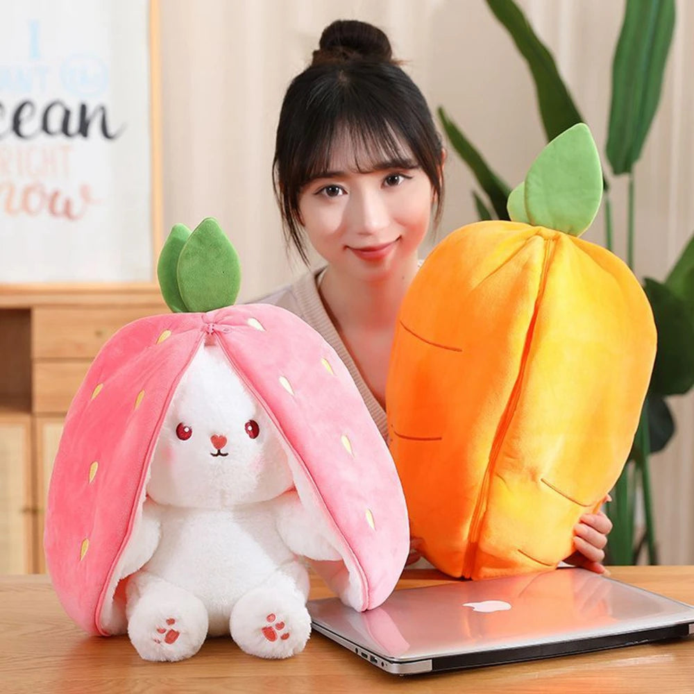 Kawaii Bunny Plush Toy | Cute Strawberry & Carrot Stuffed Animal | Adorbs Plushies