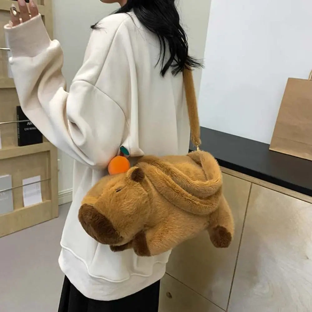 Capybara Plush Backpack - Cute Stuffed Animal Crossbody Bag | Adorbs Plushies