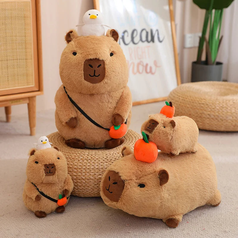 Fluffy Capybara Plush Toy with Fruit | Adorbs Plushies