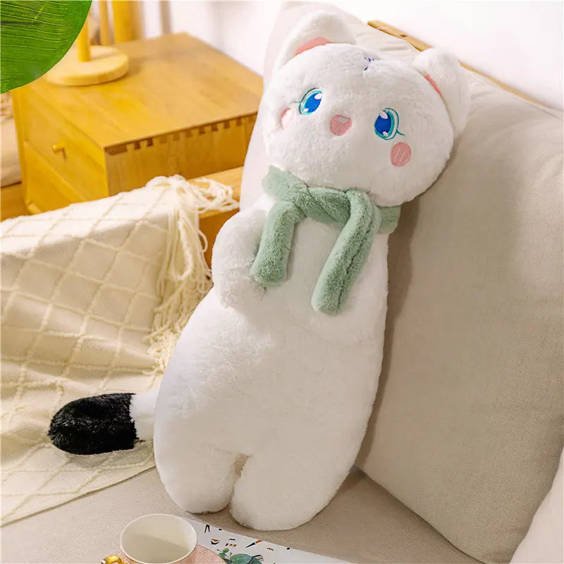 White Cat with Alpaca Face Plush - Kawaii Nap Pillow