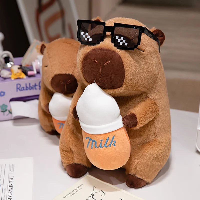 Capybara Plush Toy with Milk, Sunglasses Accessories | Adorbs Plushies