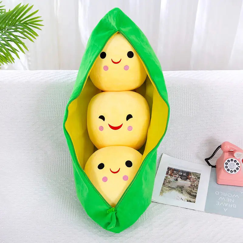 Pea Pod Plush Toy with Detachable Beans | Cute Teddy Bear for Gifts | Adorbs Plushies