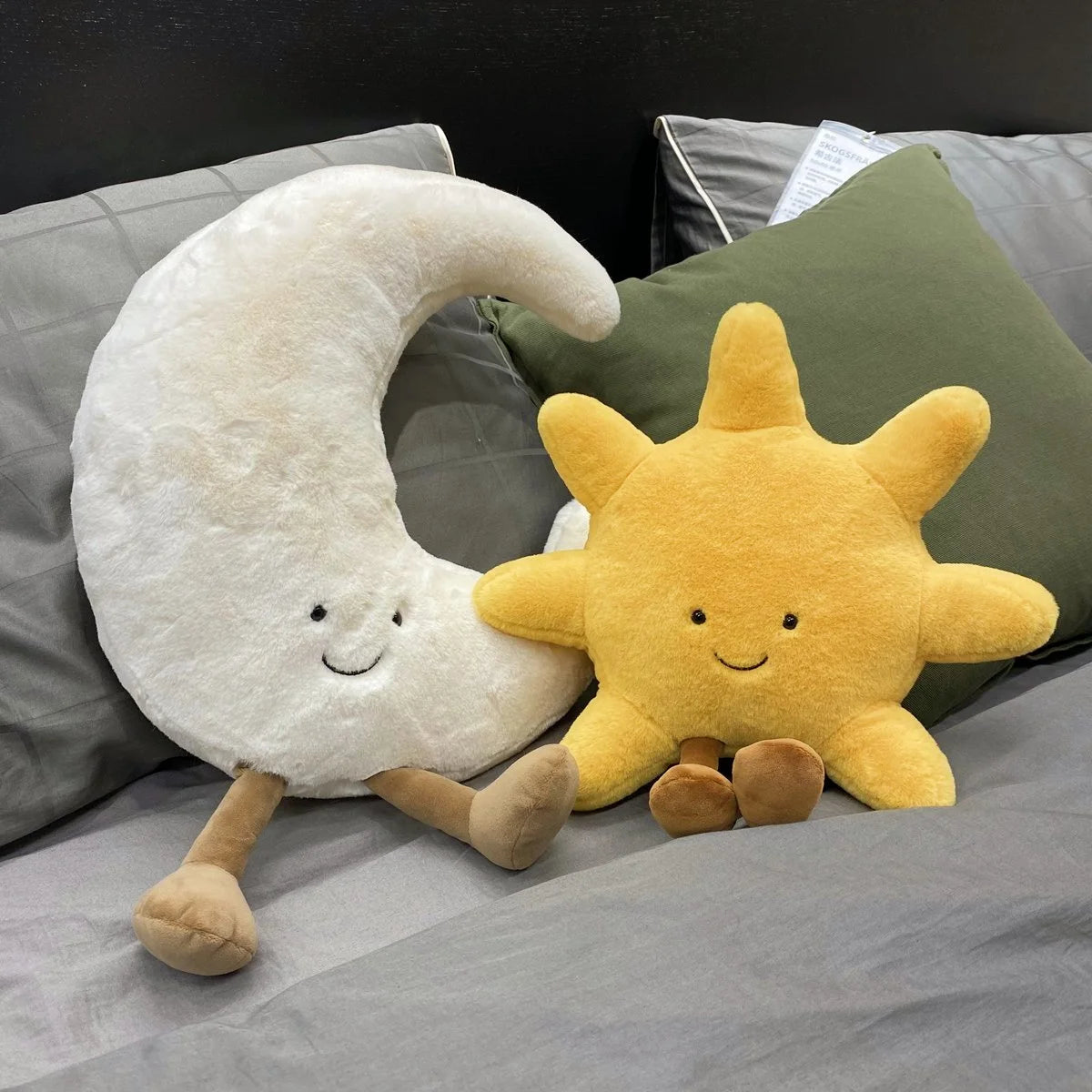 White Moon & Yellow Sun Plushie - Cute Weather Pillow | Stuffed Animals & Plushies | Adorbs Plushies