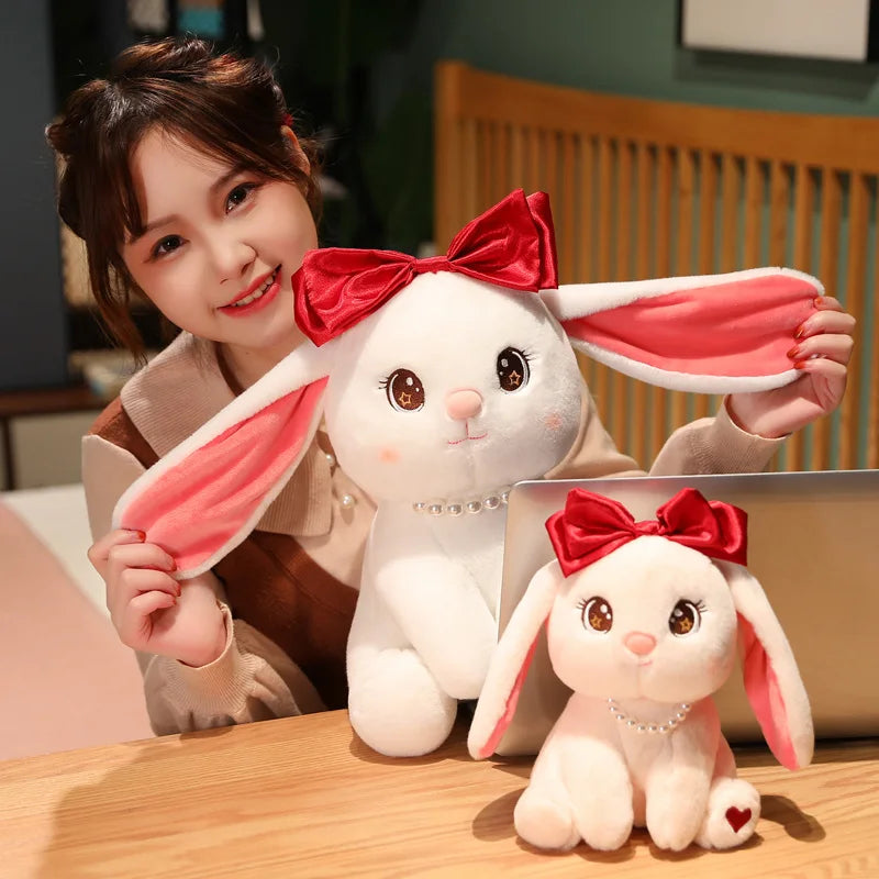 Red Bow Bunny Plushie - Cute Rabbit Doll Toy | Stuffed Animals & Plushies | Adorbs Plushies