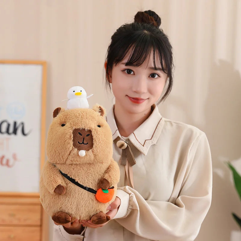 Fluffy Capybara Plush Toy with Fruit | Adorbs Plushies