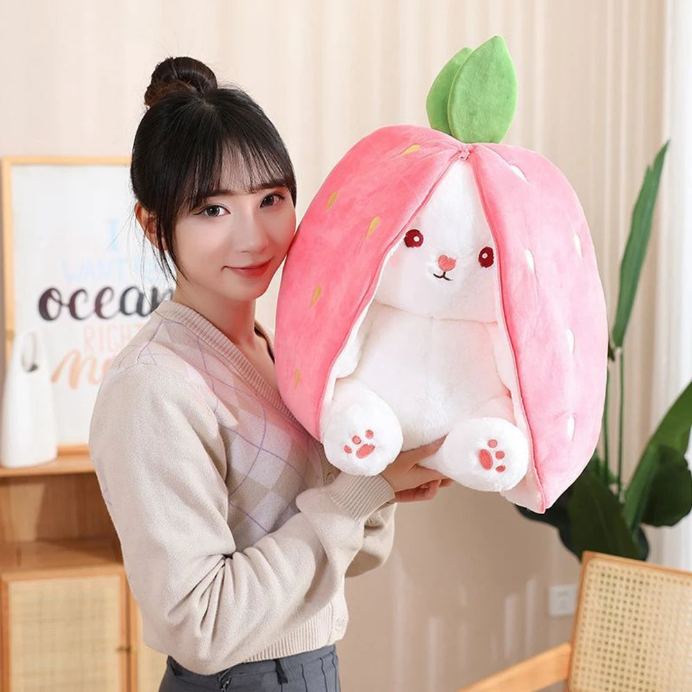 Kawaii Bunny Plush Toy | Cute Strawberry & Carrot Stuffed Animal | Adorbs Plushies