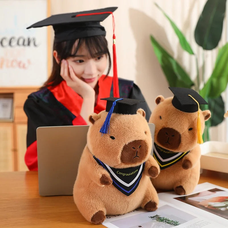 Cute Capybara Graduate Plushie with Bubble Tea | Adorbs Plushies