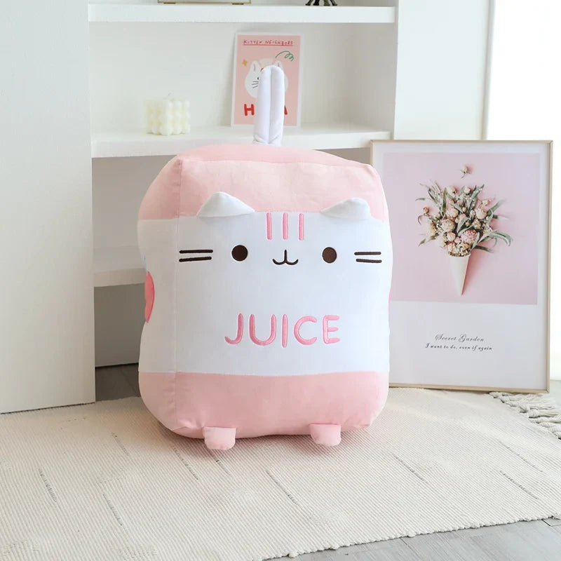 Cat Milk Bottle Plushie - Kitten Tail Juice Throw Pillow