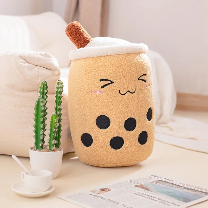 Boba Milk Tea Cartoon Plushie - Cute Strawberry Pillow | Stuffed Animals & Plushies | Adorbs Plushies