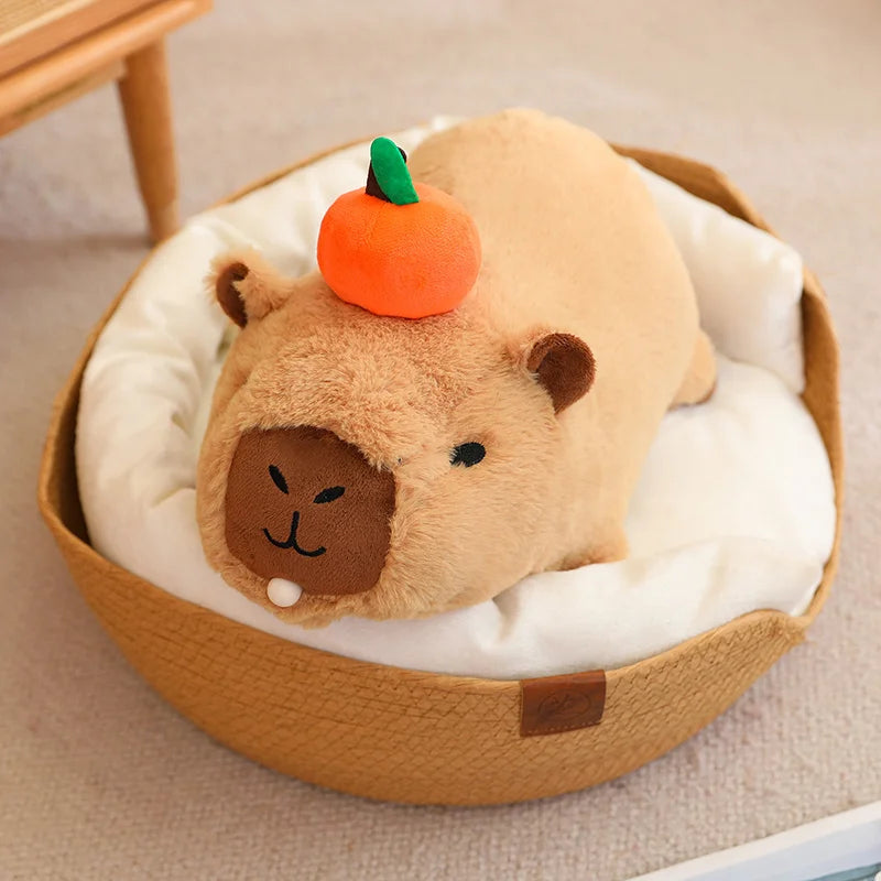 Fluffy Capybara Plush Toy with Fruit | Adorbs Plushies