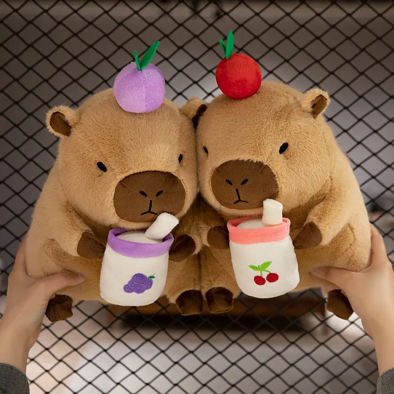 Cute Capybara Graduate Plushie with Bubble Tea | Adorbs Plushies