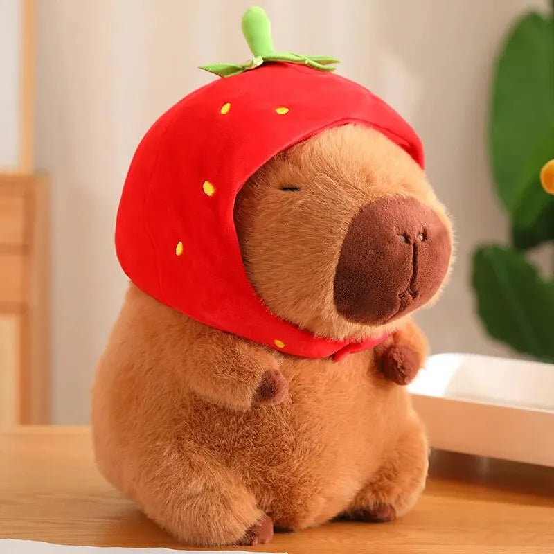 Capybara Plush Toy with Turtle Bag and Strawberry Head | Adorbs Plushies