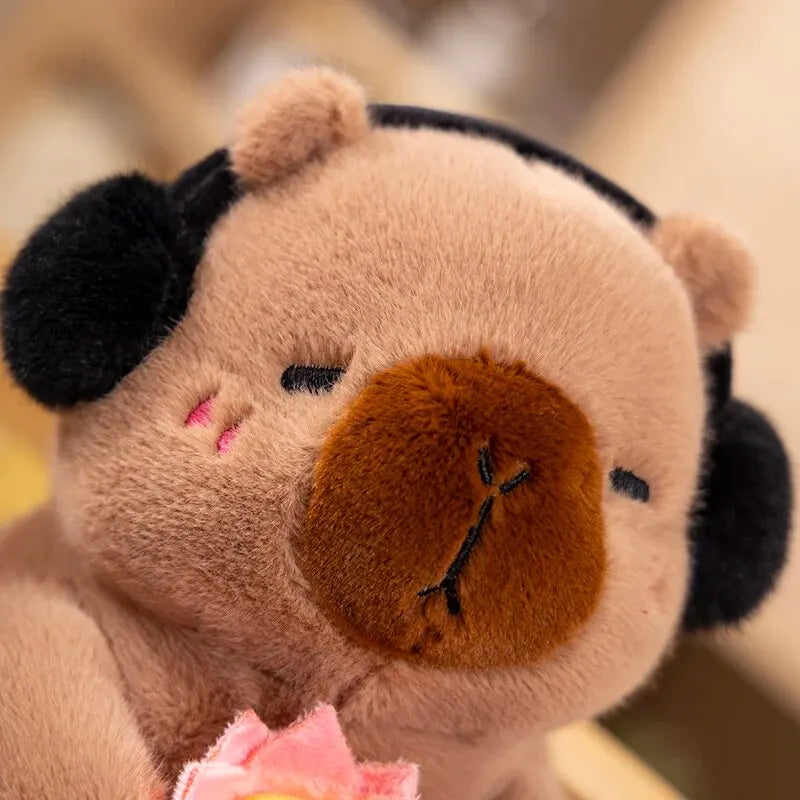 Headphone Capybara Plush Toy with Flower | Adorbs Plushies