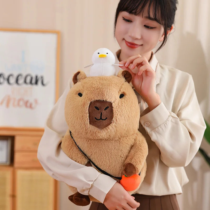 Fluffy Capybara Plush Toy with Fruit | Adorbs Plushies