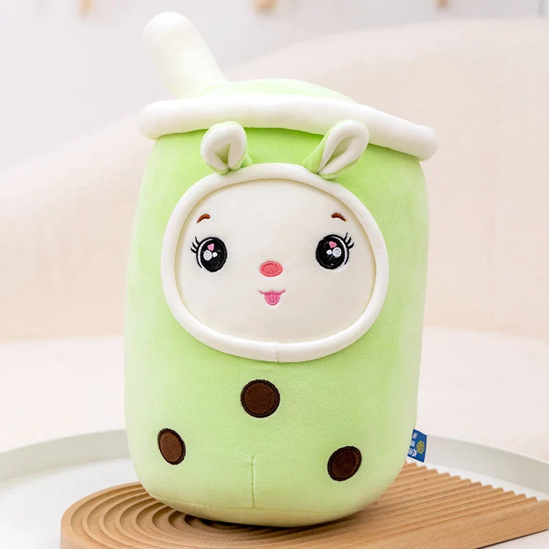 Boba Milk Tea Cartoon Plushie - Cute Strawberry Pillow