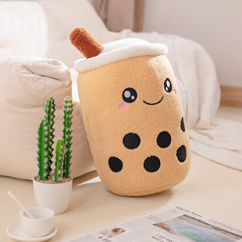 Boba Milk Tea Cartoon Plushie - Cute Strawberry Pillow