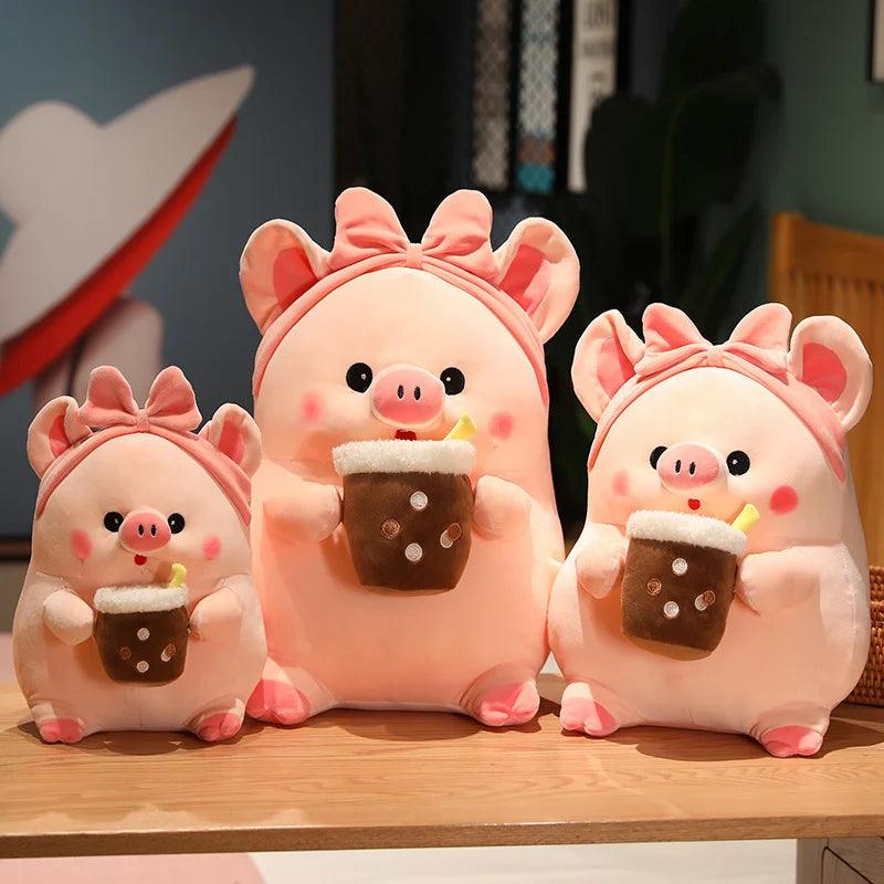 Pink Pig Boba Plushies - Dress-Up Piggy Pillow | Stuffed Animals & Plushies | Adorbs Plushies