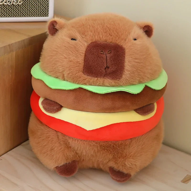 Hamburger Capybara & Food Plushie - Unique Cushion Toy