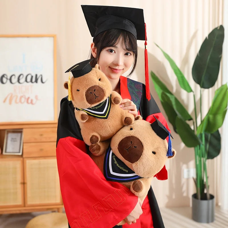 Cute Capybara Graduate Plushie with Bubble Tea | Adorbs Plushies