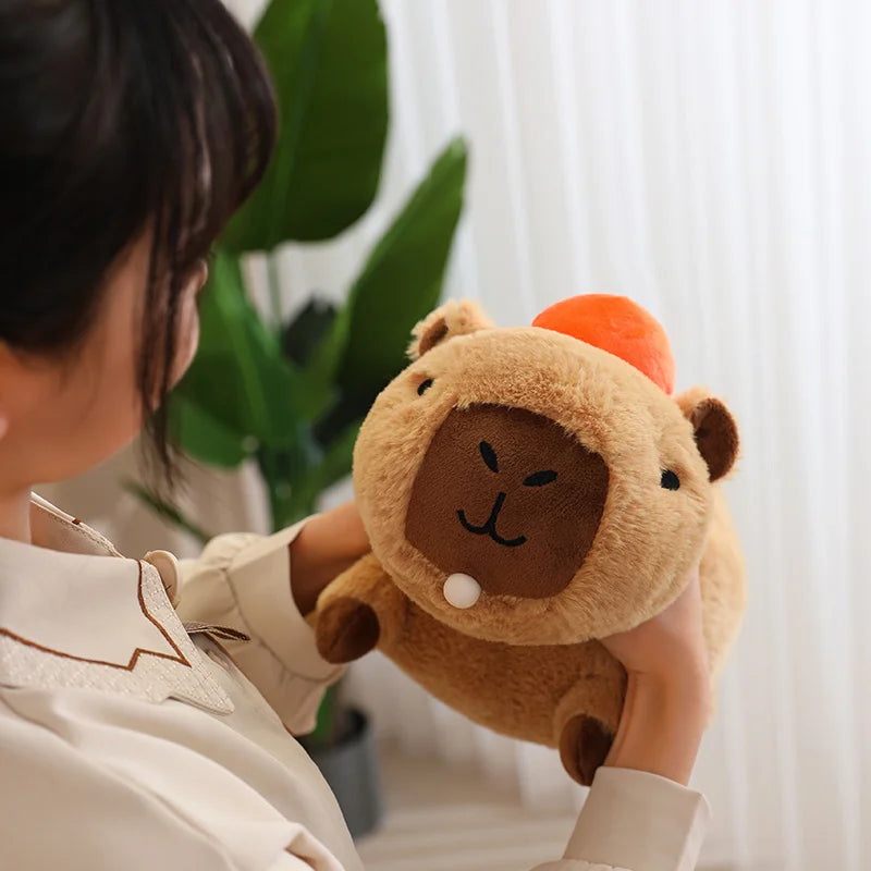 Fluffy Capybara Plush Toy with Fruit | Adorbs Plushies