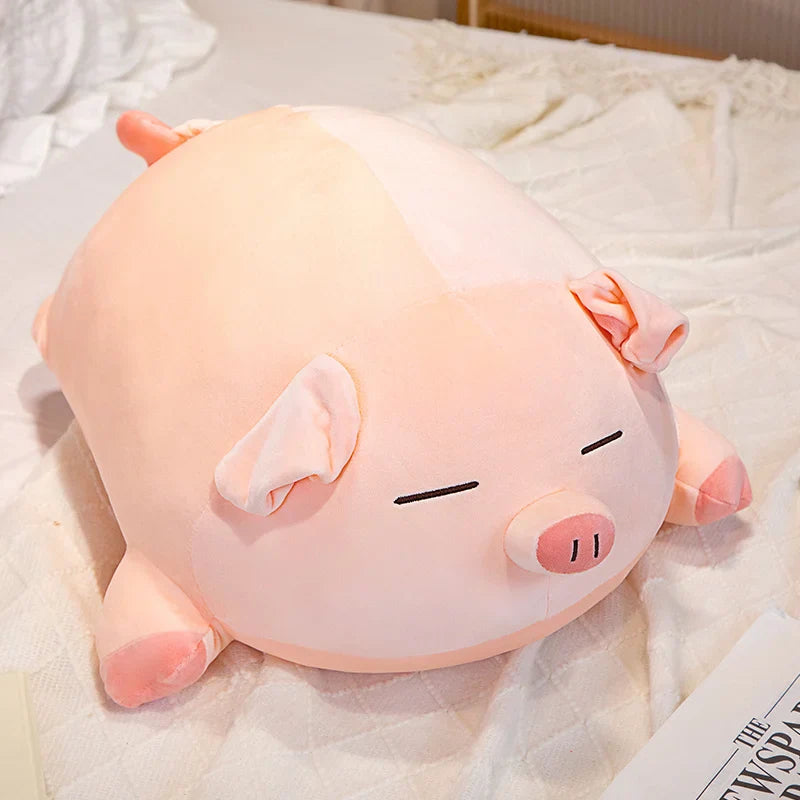 Large Pink Pig Plush Toy - Soft Ball Shape Pillow Cushion
