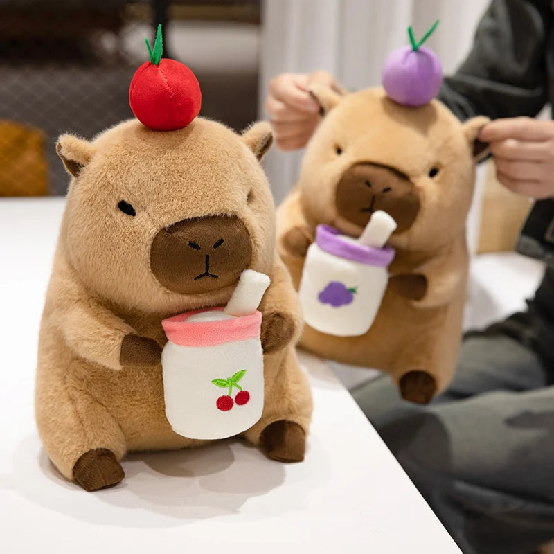 Cute Capybara Graduate Plushie with Bubble Tea | Adorbs Plushies