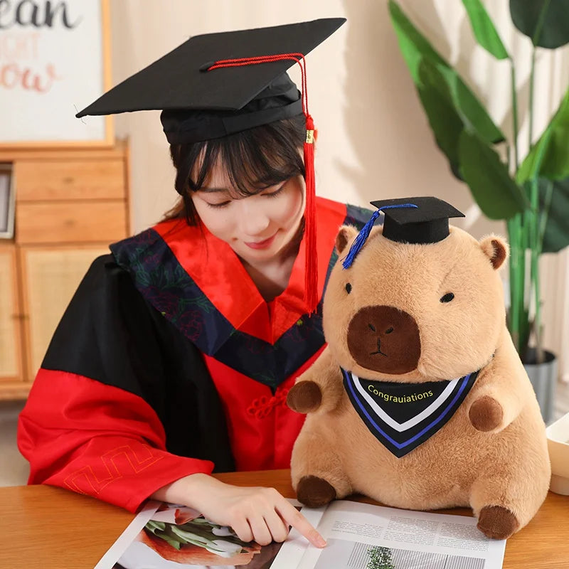 Cute Capybara Graduate Plushie with Bubble Tea | Adorbs Plushies