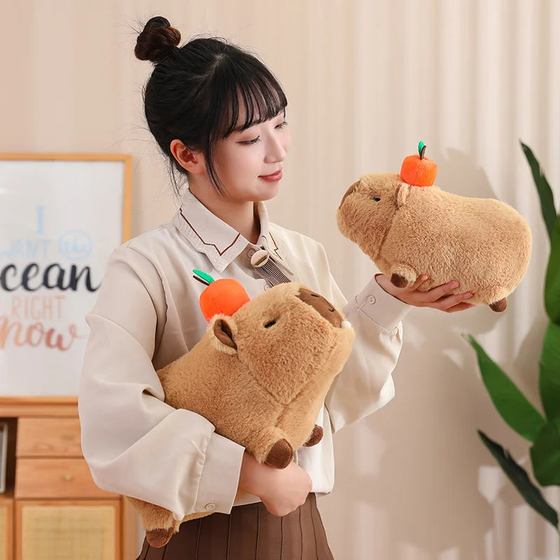 Fluffy Capybara Plush Toy with Fruit | Adorbs Plushies