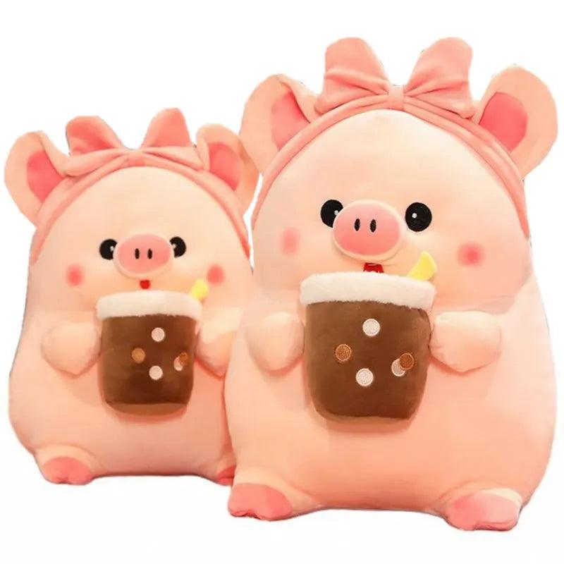 Pink Pig Boba Plushies - Dress-Up Piggy Pillow | Stuffed Animals & Plushies | Adorbs Plushies