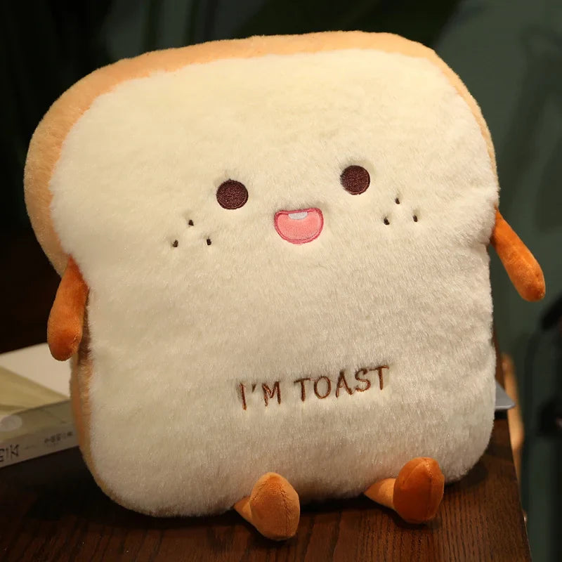 Plush Toast Bread Pillow - Kawaii Food Doll Hand Warmer