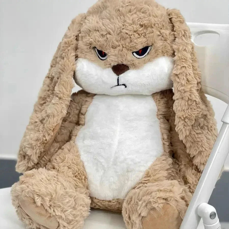 Fluffy Angry Bunny Plushie - Long Ear Rabbit Cuddly Toy