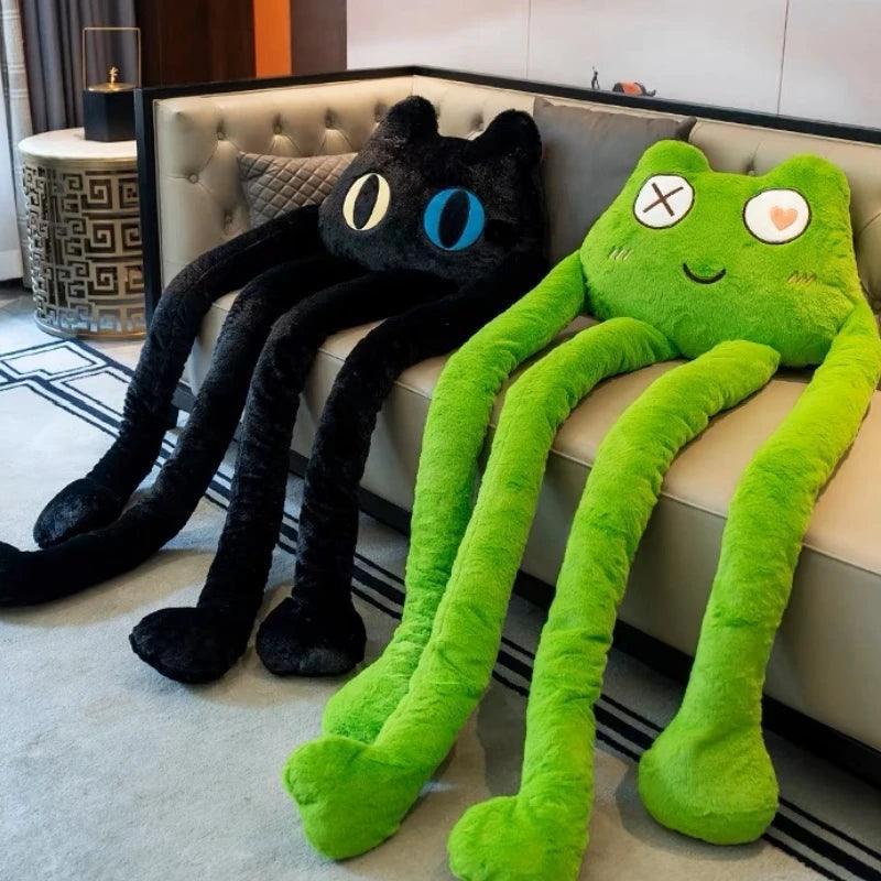 Green Frog & Black Cat Plush - Large Sleep Cushion Toy | Stuffed Animals & Plushies | Adorbs Plushies