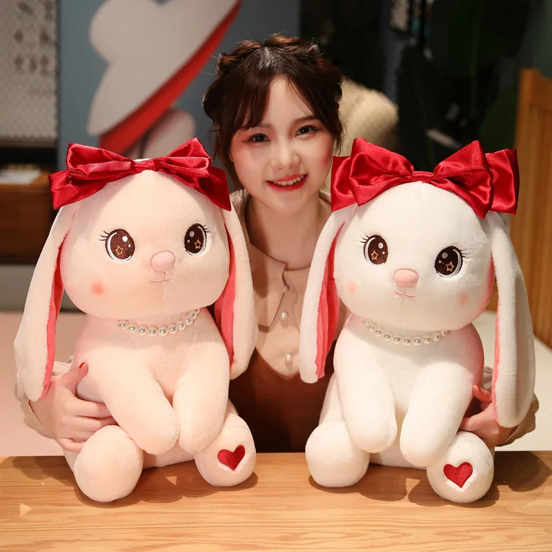 Red Bow Bunny Plushie - Cute Rabbit Doll Toy | Stuffed Animals & Plushies | Adorbs Plushies