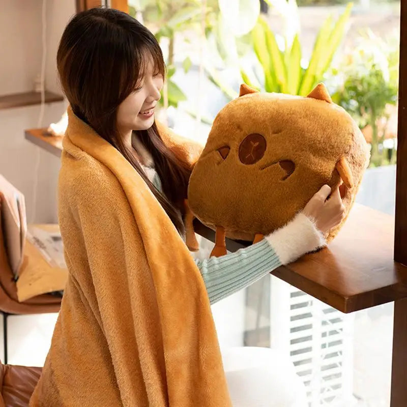 Cute Capybara Plush Pillow with Soft Throw Blanket | Adorbs Plushies