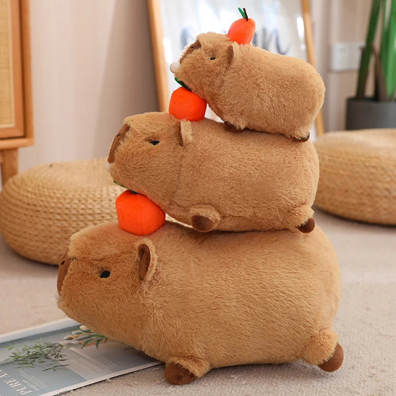 Fluffy Capybara Plush Toy with Fruit | Adorbs Plushies