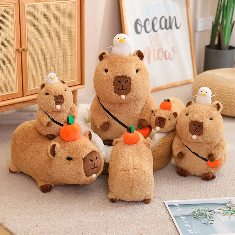 Fluffy Capybara Plush Toy with Fruit | Adorbs Plushies