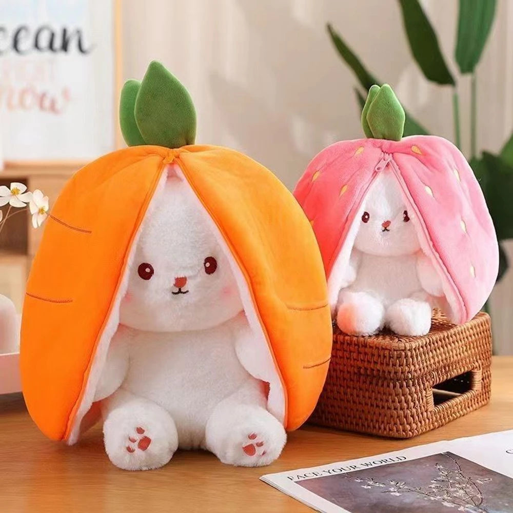 Kawaii Bunny Plush Toy | Cute Strawberry & Carrot Stuffed Animal | Adorbs Plushies