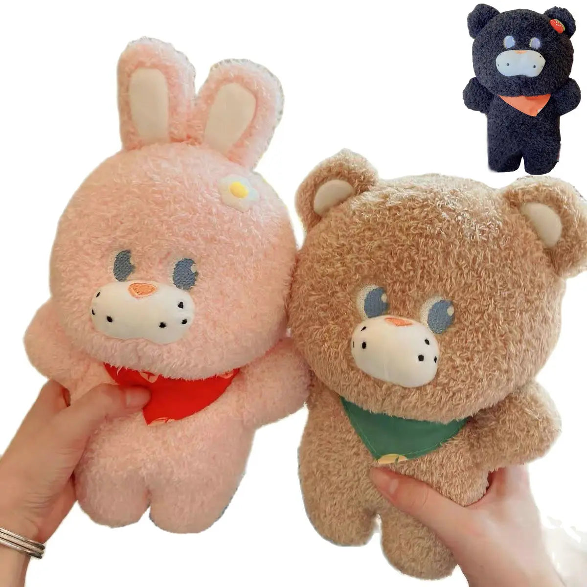 Pink Bunny & Brown Bear Plushie - Cute Baby Appease Doll | Stuffed Animals & Plushies | Adorbs Plushies