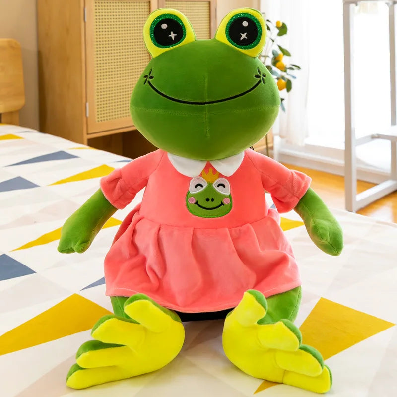 30-50cm Cartoon Frog Plush Toy Couple Frog with Clothes Stuffed Animal Doll Kids Children Birthday Gifts Mall Activity Presents